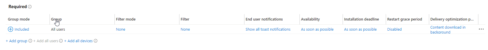 Assigning the app to groups